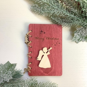 Ξύλινη Προσωποποιημένη Χριστουγεννιάτικη Ευχητήρια Κάρτα - Αναμνηστικό - Διακοσμητικό - Δώρο - Γιορτινή - ξύλο, σπίτι, αγγελάκι, ευχετήριες κάρτες, προσωποποιημένα - 2