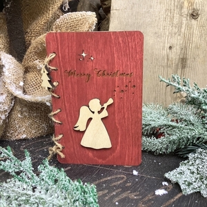 Ξύλινη Προσωποποιημένη Χριστουγεννιάτικη Ευχητήρια Κάρτα - Αναμνηστικό - Διακοσμητικό - Δώρο - Γιορτινή - ξύλο, σπίτι, αγγελάκι, ευχετήριες κάρτες, προσωποποιημένα - 4