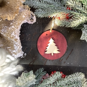 Ξύλινο Χριστουγεννιάτικο Κρεμαστό Στολίδι - Δώρο - Γιορτινό - Δέντρο - Διακοσμητικό - ξύλο, σπίτι, στολίδια, δέντρο, μπάλες - 3