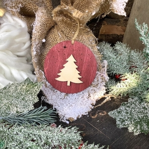 Ξύλινο Χριστουγεννιάτικο Κρεμαστό Στολίδι - Δώρο - Γιορτινό - Δέντρο - Διακοσμητικό - ξύλο, σπίτι, στολίδια, δέντρο, μπάλες - 4