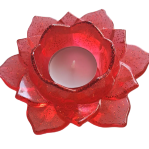 κηροπήγιο τριαντάφυλλο για ρεσω από υγρό γυαλί 4cm×12cm×12cm - γυαλί, ρητίνη, διακοσμητικά - 4
