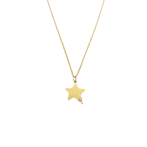 Κολιέ με ατσάλινη αλυσίδα σε χρυσό χρώμα και αστέρι με στρας - 45εκ. - αλυσίδες, αστέρι, μέταλλο, ατσάλι, κοσμήματα - 3