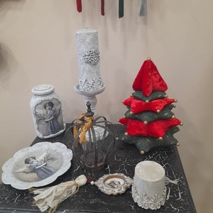 Χριστουγεννιατικο υφασμάτινο δεντράκι 25 cm - ύφασμα, διακοσμητικά, χριστουγεννιάτικα δώρα - 2