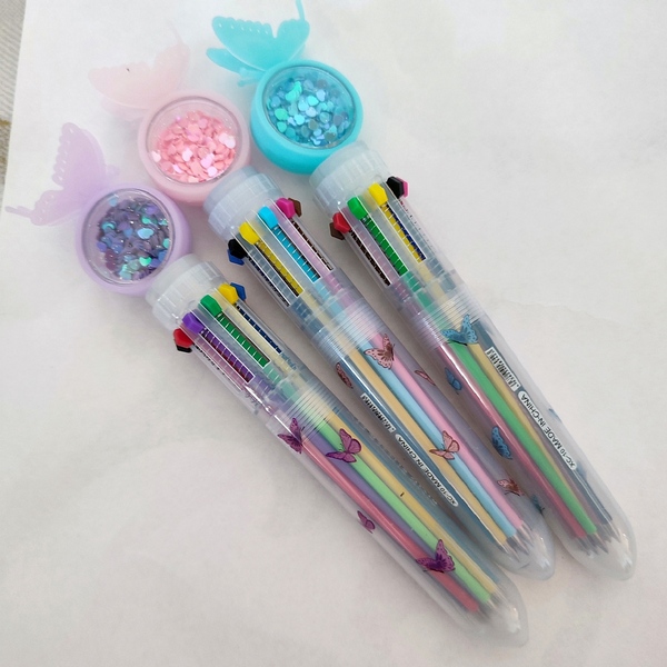 Στυλό με 10 χρώματα - κορίτσι, πεταλούδα, αναμνηστικά - 2