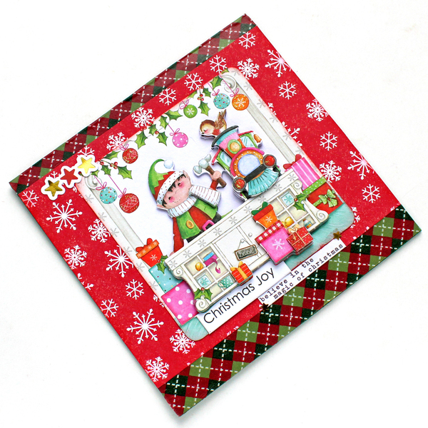 Χριστουγεννιάτικη 3d ευχετήρια κάρτα "Christmas Joy" εργαστήρι - χαρτί, scrapbooking, ευχετήριες κάρτες - 3