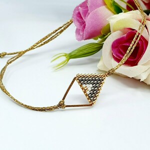 Τρίγωνο Βραχιόλι με χάντρες - ορείχαλκος, χάντρες, χεριού, αυξομειούμενα - 3