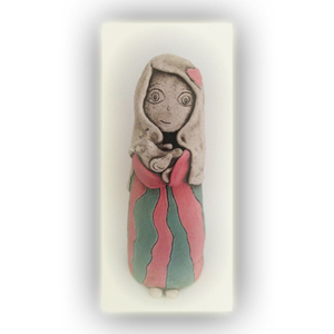 Κεραμική κούκλα με πουλάκι - πηλός, διακοσμητικά