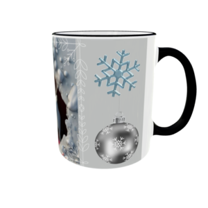 Κεραμική 3D λευκή-μαύρη Χριστουγεννιάτικη κούπα 325 ml με μαύρο χερούλι και χείλος-Ελάφια Χριστουγέννων - πορσελάνη, χριστουγεννιάτικα δώρα, κούπες & φλυτζάνια - 4