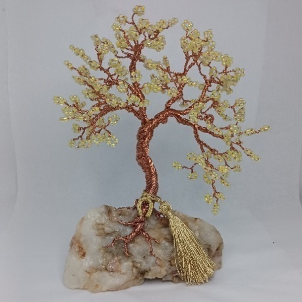 Yellow Tree - γυαλί, πέτρα, σπίτι, μέταλλο, διακοσμητικά