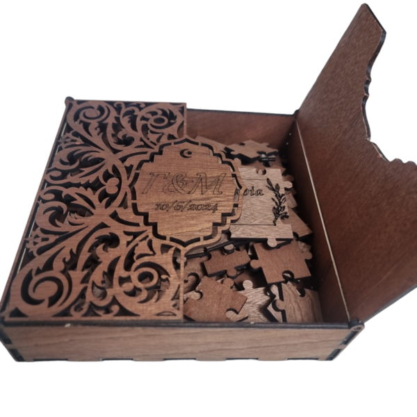 Ξύλινο κουτί προσωποποιημένο χαραγμένο 15cm, σε φυσικό χρώμα ξύλου - ξύλο, κουτί - 3