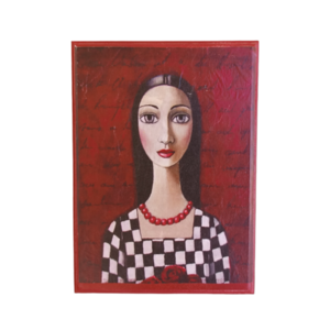 Μικρός διακοσμητικός πίνακας με φιγούρα γυναίκας κόκκινος / μικρός / ξύλο / Twice Treasured - ξύλο, πίνακες & κάδρα
