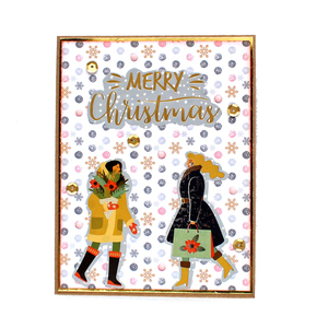 Χριστουγεννιάτικη ευχετήρια κάρτα σε vintage στυλ, για φίλη "Merry Christmas" - χαρτί, scrapbooking, ευχετήριες κάρτες - 2