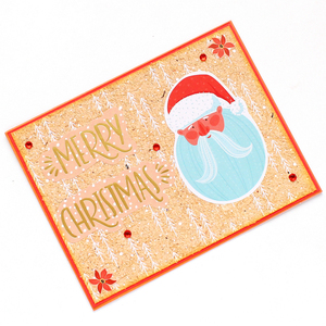 Χριστουγεννιάτικη ευχετήρια κάρτα σε vintage στυλ με το Άι Βασίλη, "Merry Christmas" - χαρτί, scrapbooking, ευχετήριες κάρτες