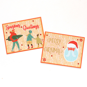 Χριστουγεννιάτικη ευχετήρια κάρτα σε vintage στυλ με το Άι Βασίλη, "Merry Christmas" - χαρτί, scrapbooking, ευχετήριες κάρτες - 4