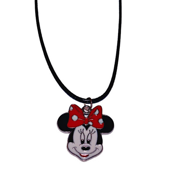Κολιέ Minnie Mouse με μαύρο κορδόνι - δέρμα, μακριά, μενταγιόν