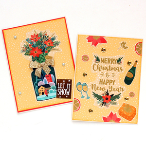 Χριστουγεννιάτικη ευχετήρια κάρτα σε vintage στυλ, "Merry Christmas & Happy New Year" - χαρτί, scrapbooking, ευχετήριες κάρτες - 5
