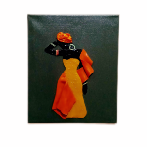 Χειροποίητος πίνακας από πηλό Καμβάς 24Χ30cm Αφρικανη γυναίκα - πίνακες & κάδρα, πηλός, χειροποίητα, πίνακες ζωγραφικής