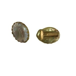 Σκουλαρίκια μπρούντζινα με κλιπ και φίλντισι( 15Χ20 χιλιοστά) - ημιπολύτιμες πέτρες, χειροποίητα, μπρούντζος, με κλιπ - 3