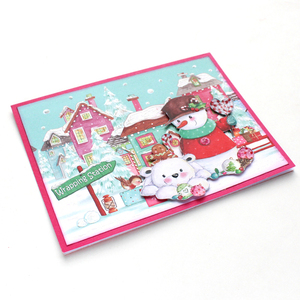 Χριστουγεννιάτικη 3d ευχετήρια κάρτα "Wrapping station" - χαρτί, ευχετήριες κάρτες - 3