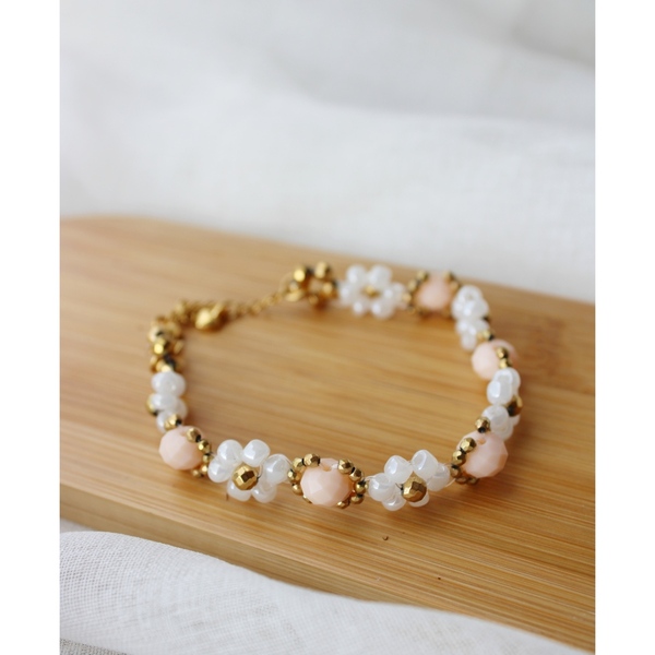Romantic Pink bracelet| Ρομαντικό λουλουδένιο βραχιόλι με dusty pink κρύσταλλα, αιματίτη & γυάλινες χάντρες - κρύσταλλα, χάντρες, ατσάλι, χεριού, αυξομειούμενα
