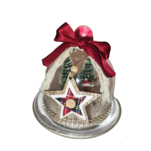 Χριστουγεννιάτικη διακοσμητική τουρτιερίτσα 12 cm "Τάρανδος" - γυαλί, διακοσμητικά, δέντρο - 3