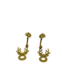 Σκουλαρίκια κρίκοι ατσάλινοι χρυσοί με ταράνδους - διάμετρος 15mm - μέταλλο, κρίκοι, ατσάλι, κοσμήματα
