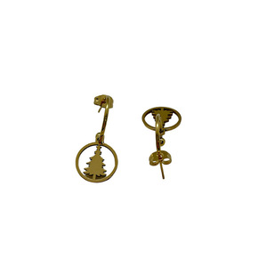 Σκουλαρίκια κρίκοι ατσάλινοι χρυσοί με ελατάκια- διάμετρος 15mm - μέταλλο, κρίκοι, ατσάλι, κοσμήματα - 2