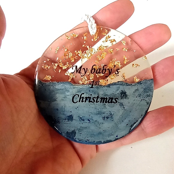 Minimal χριστουγεννιάτικο στολίδι πρώτα Χριστούγεννα σε industrial στυλ Φ8 - γυαλί, νονά, πρώτα Χριστούγεννα, στολίδια, μπάλες - 5