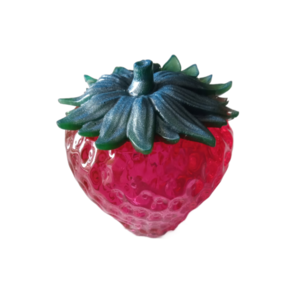 Χειροποίητο κουτάκι δώρου από υγρό γυαλί σε σχήμα φράουλας με καπάκι. Ύψος 9 cm βάρος 178 gr - 3