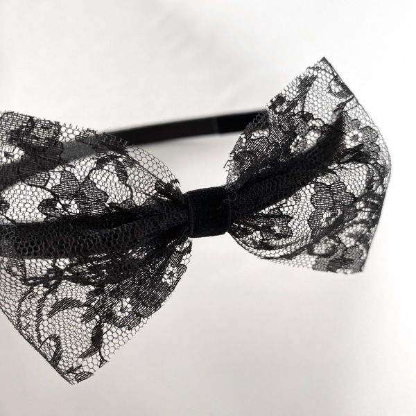 Στέκα Black Velvet Lace - μαύρο βελούδο & δαντέλα - ύφασμα, δαντέλα, βελούδο, χριστουγεννιάτικα δώρα, headbands - 2