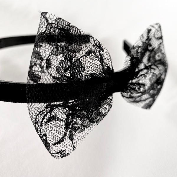 Στέκα Black Velvet Lace - μαύρο βελούδο & δαντέλα - ύφασμα, δαντέλα, βελούδο, χριστουγεννιάτικα δώρα, headbands - 3