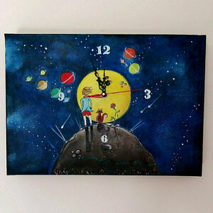 Παιδικό Ρολόι τοίχου ζωγραφισμένο σε καμβά. Διαστάσεις 32εκ. - 42εκ. - ξύλο, καμβάς, τοίχου, ρολόγια, διακοσμητικό παιδικού δωματίου