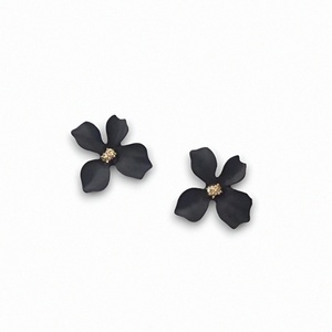 '' ALICE '''Σκουλαρίκια σε σχήμα λουλούδι σε χρώμα μαύρα - ορείχαλκος, λουλούδι, καρφωτά, boho