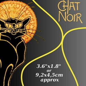 Αρτ Νουβό σκουλαρίκια "Le Chat Noir" περ1896. Ατσάλι -Αλουμίνιο-Κρύα Πορσελάνη 9,2x4,5cm - γάτα, ατσάλι, κρεμαστά - 5
