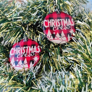 Χριστουγεννιάτικα σκουλαρίκια από υγρό γυαλί και ατσάλι (7*4,5 & 18γρ) - γυαλί, ατσάλι, κρεμαστά, χριστουγεννιάτικα δώρα - 2