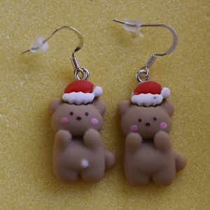 Χριστουγεννιάτικα σκουλαρίκια αρκουδάκια - πλαστικό, μικρά, ατσάλι, κρεμαστά, χριστουγεννιάτικα δώρα - 2