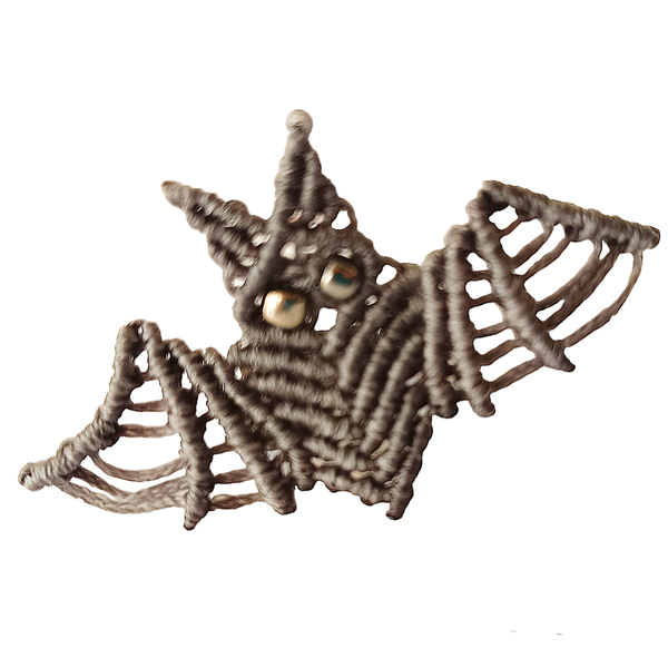 Halloween νυχτερίδα δαχτυλίδι macrame 5cmx3cm - μακραμέ, κορδόνια, halloween, σταθερά