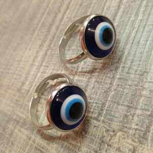 Δαχτυλίδι μάτι μπλέ - ασήμι, αυξομειούμενα - 3