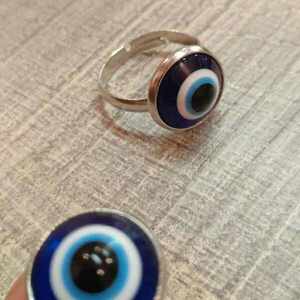 Δαχτυλίδι μάτι μπλέ - ασήμι, αυξομειούμενα - 4