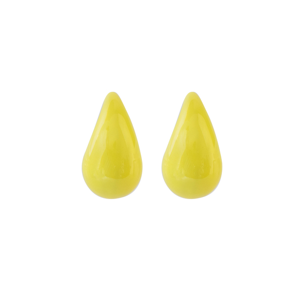 Σκουλαρίκια Ατσάλι Φούσκα "Yellow Bubble" - καρφωτά, ατσάλι, σμαλτο, μεγάλα, καρφάκι - 2