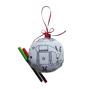 Mαξιλαράκι ζωγραφικής - στολίδι μπάλα με δύο μαρκαδόρους σε πουγκί οργάτζα. - κορίτσι, αγόρι, αναμνηστικά, χριστουγεννιάτικα δώρα, στολίδι δέντρου