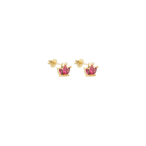 Σκουλαρίκια Καρφωτά Επίχρυσα "Crown" - επιχρυσωμένα, καρφωτά, μικρά, μπρούντζος, καρφάκι - 5