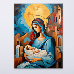 "Mother Mary and Jesus" - Αριθμημένο Συλλεκτικό αντίτυπο σε καμβά 70x95 - πίνακες & κάδρα, καμβάς, πίνακες ζωγραφικής, εικόνες αγίων