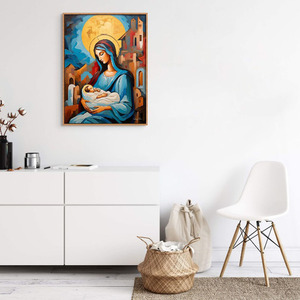 "Mother Mary and Jesus" - Αριθμημένο Συλλεκτικό αντίτυπο σε καμβά 70x95 - πίνακες & κάδρα, καμβάς, πίνακες ζωγραφικής, εικόνες αγίων - 3