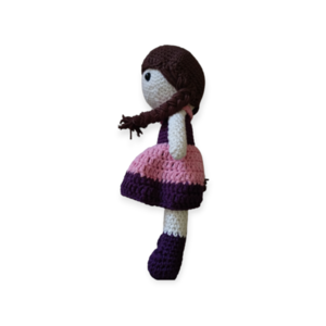 Χειροποίητη πλεκτή παιδική κούκλα Dorothy ροζ μωβ -AMI77 - λούτρινα - 2