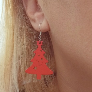 Ξύλινα Σκουλαρίκια Χριστουγεννιάτικο Δέντρο - ξύλο, μοντέρνο, κοσμήματα, χριστουγεννιάτικα δώρα, δέντρο - 4
