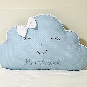 Μαξιλάρι γαλάζιο σύννεφο για αγόρι με κεντημένο όνομα - μαξιλάρια