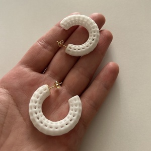"Alien ear" Σκουλαρίκια κρίκοι 3/4, 3D printed minimal με μεταλλικό καρφάκι - πλαστικό, κρίκοι, καρφάκι - 3