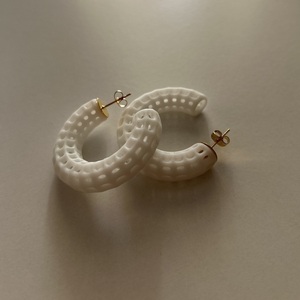 "Alien ear" Σκουλαρίκια κρίκοι 3/4, 3D printed minimal με μεταλλικό καρφάκι - πλαστικό, κρίκοι, καρφάκι - 4