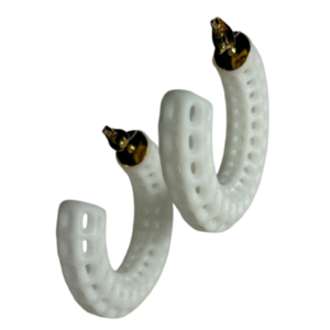 "Alien ear" Σκουλαρίκια κρίκοι 3/4, 3D printed minimal με μεταλλικό καρφάκι - πλαστικό, κρίκοι, καρφάκι